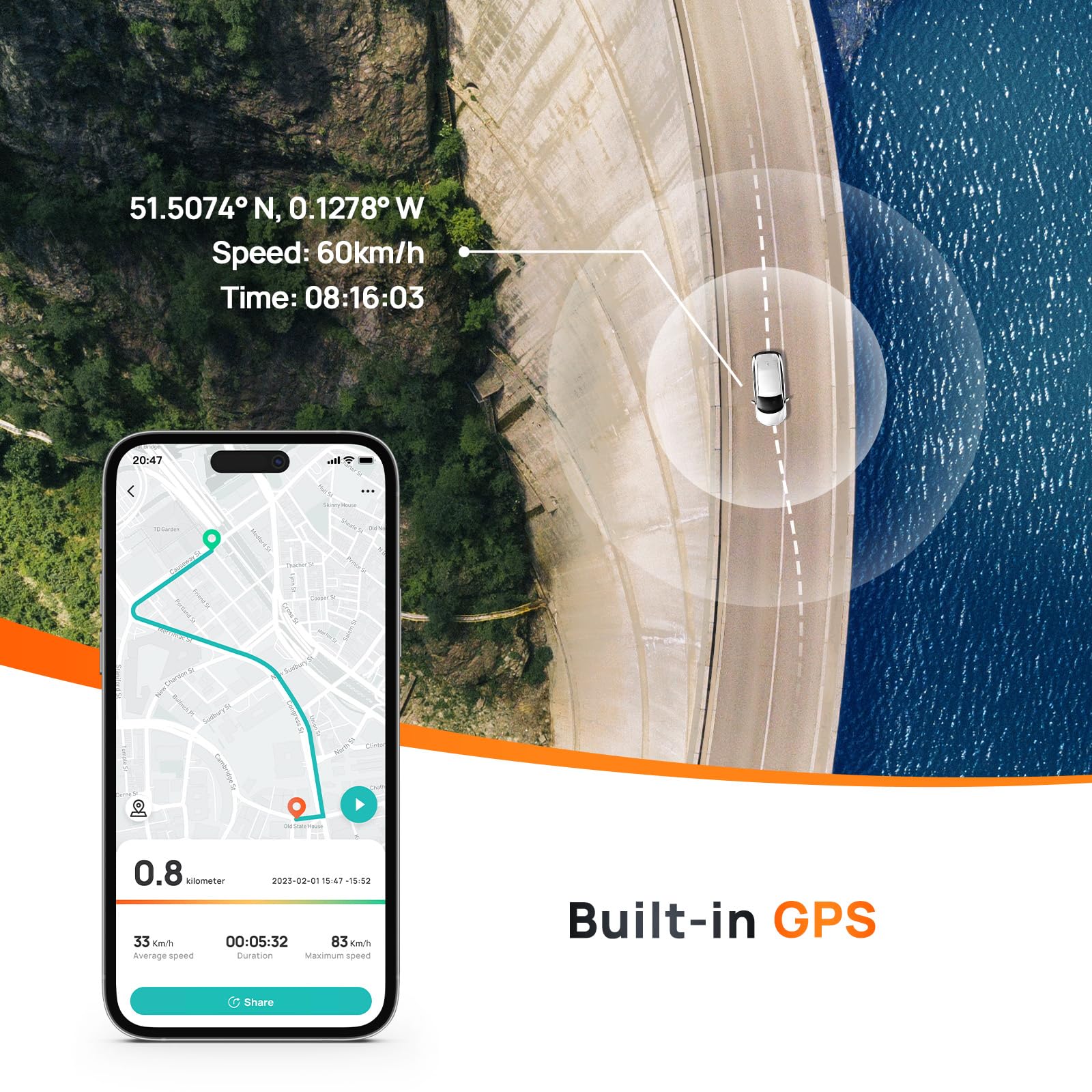 70Mai True 4K Dash Cam A800S With Sony Imx415, Front And Rear, Built In Gps, Super Night Vision, 3'' Ips Lcd, Parking Mode, Adas
